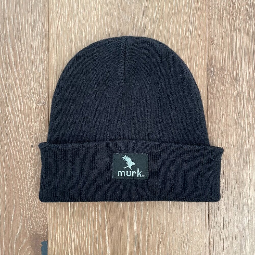 Murk Optics Beanie Hat Adult Black Knit Snowboarding Ski Patch Cuffed Otto